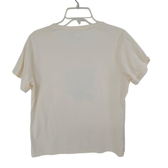 Catalog Favorites Short Sleeve Sequin Top Cream Floral Size L coastal grandma - Picture 4 of 7